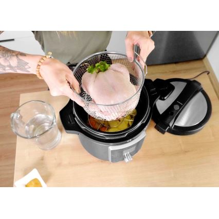 Concept CK8000 - Wielofunkcyjny elektryczny szybkowar i frytkownica na gorące powietrze 5,6 l 11 w 1 1500W/230V czarny