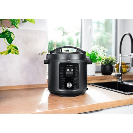 Concept CK8000 - Wielofunkcyjny elektryczny szybkowar i frytkownica na gorące powietrze 5,6 l 11 w 1 1500W/230V czarny