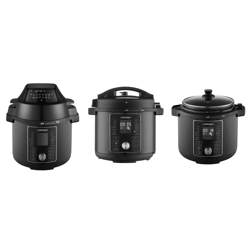 Concept CK8000 - Wielofunkcyjny elektryczny szybkowar i frytkownica na gorące powietrze 5,6 l 11 w 1 1500W/230V czarny