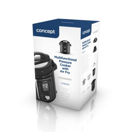 Concept CK8000 - Wielofunkcyjny elektryczny szybkowar i frytkownica na gorące powietrze 5,6 l 11 w 1 1500W/230V czarny