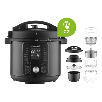 Concept CK8000 - Wielofunkcyjny elektryczny szybkowar i frytkownica na gorące powietrze 5,6 l 11 w 1 1500W/230V czarny