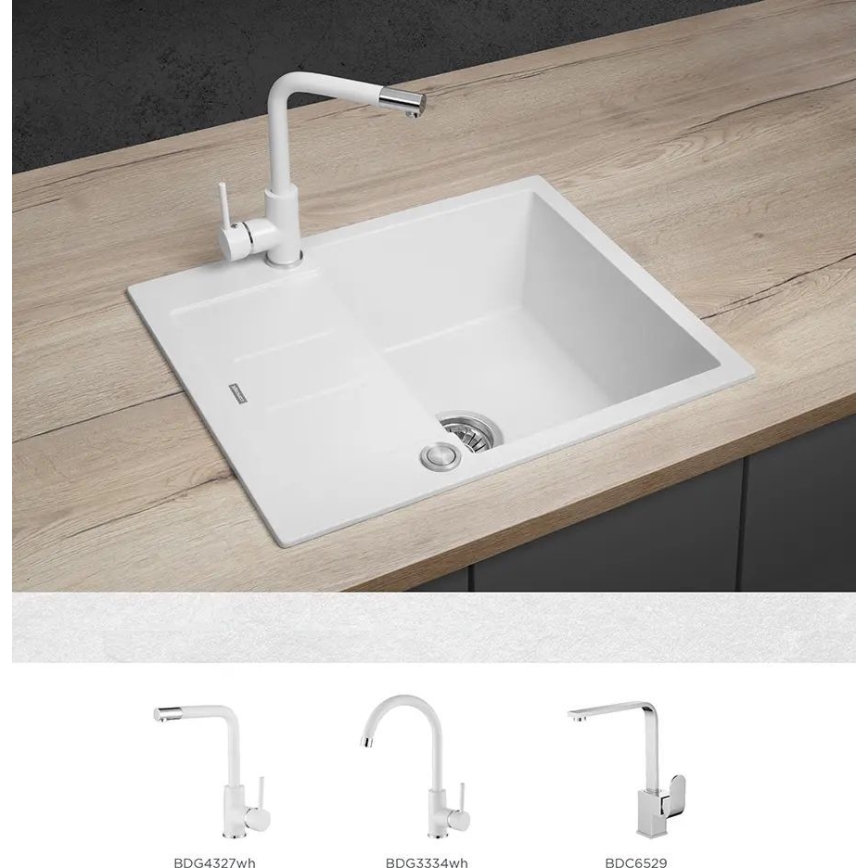 Concept DG05C45WH - Zlewozmywak kuchenny CUBIS 50x62 cm granit/biały