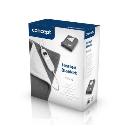 Concept DV7420 - Elektryczny koc grzewczy 160W/230V 180x130 cm szary/biały
