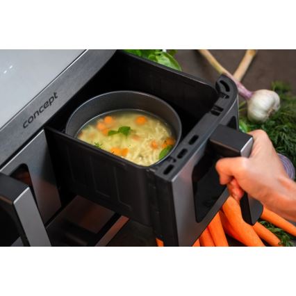 Concept FR9000 - Frytkownica beztłuszczowa PIZZA TRIO 18,5 l 2700W/230V stal nierdzewna/czarny