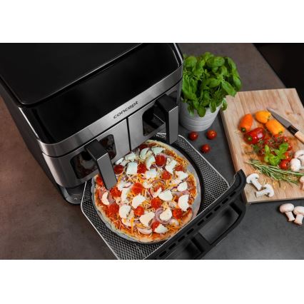 Concept FR9000 - Frytkownica beztłuszczowa PIZZA TRIO 18,5 l 2700W/230V stal nierdzewna/czarny