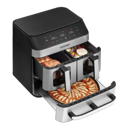 Concept FR9000 - Frytkownica beztłuszczowa PIZZA TRIO 18,5 l 2700W/230V stal nierdzewna/czarny