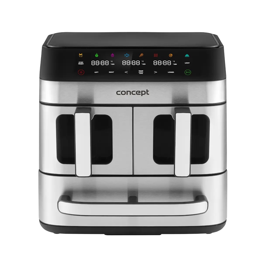 Concept FR9000 - Frytkownica beztłuszczowa PIZZA TRIO 18,5 l 2700W/230V stal nierdzewna/czarny