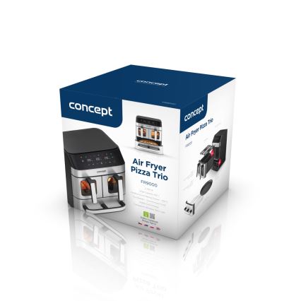 Concept FR9000 - Frytkownica beztłuszczowa PIZZA TRIO 18,5 l 2700W/230V stal nierdzewna/czarny