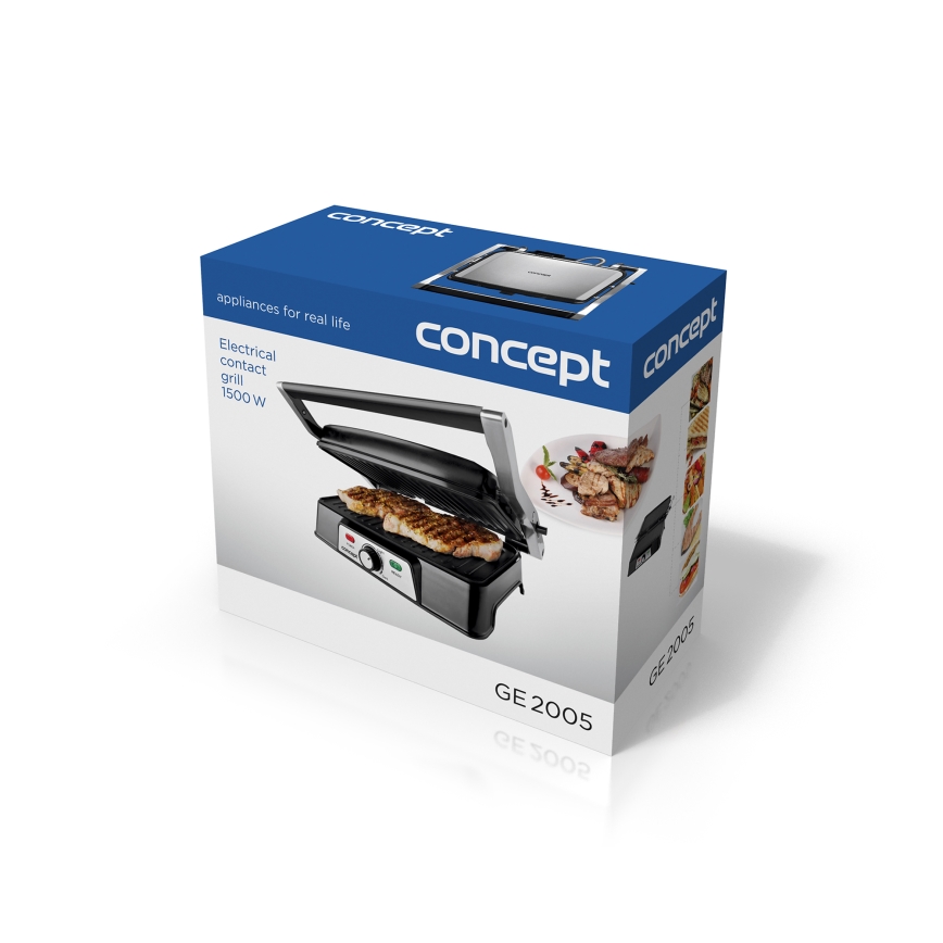 Concept ge2005 - Grill elektryczny 1500W/230V stal nierdzewna/czarny