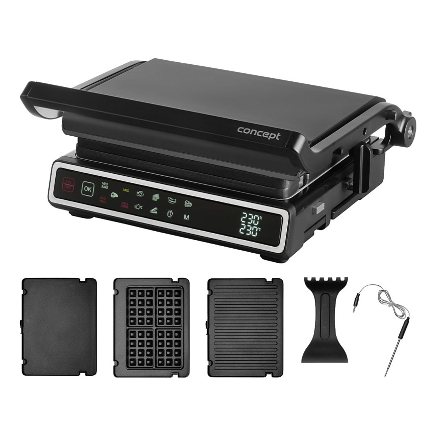 Concept ge3550 - Grill elektryczny z sondą temperatury 2000W/230V czarny