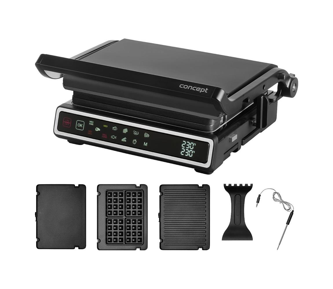 Concept ge3550 - Grill elektryczny z sondą temperatury 2000W/230V czarny