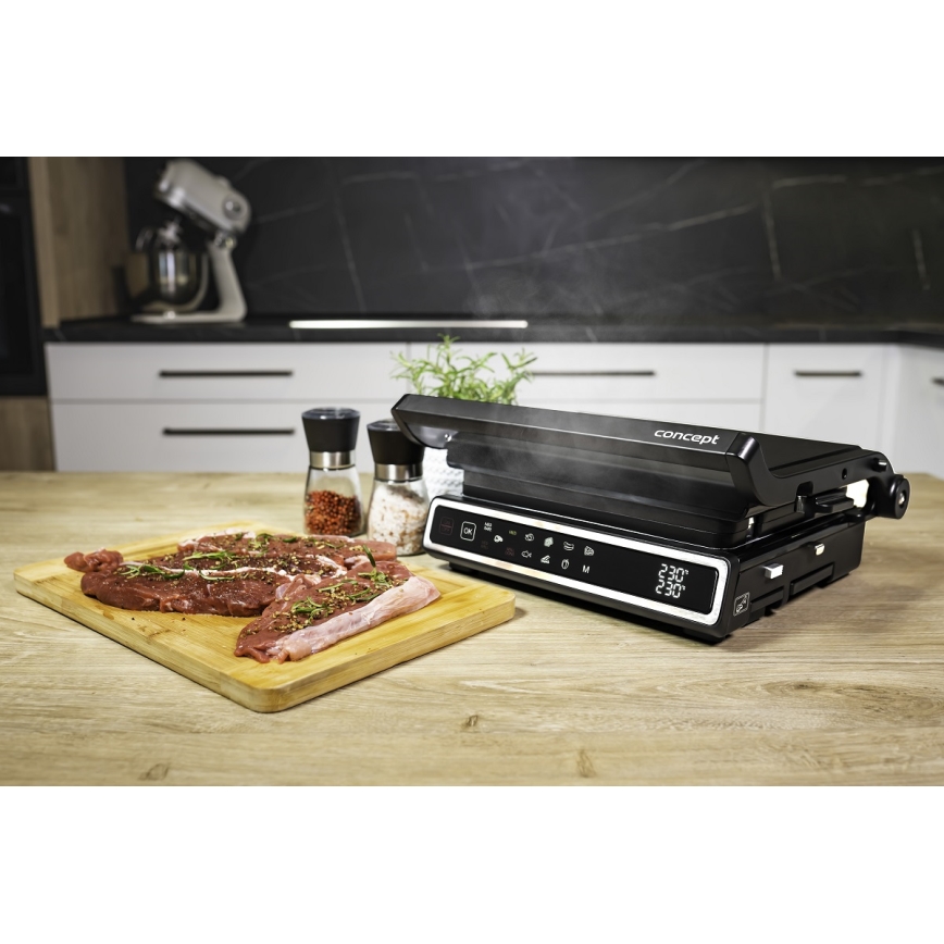 Concept ge3550 - Grill elektryczny z sondą temperatury 2000W/230V czarny