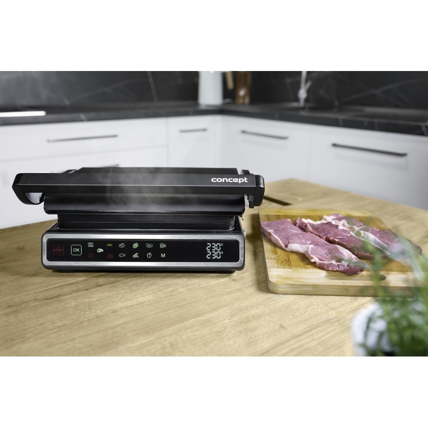 Concept ge3550 - Grill elektryczny z sondą temperatury 2000W/230V czarny