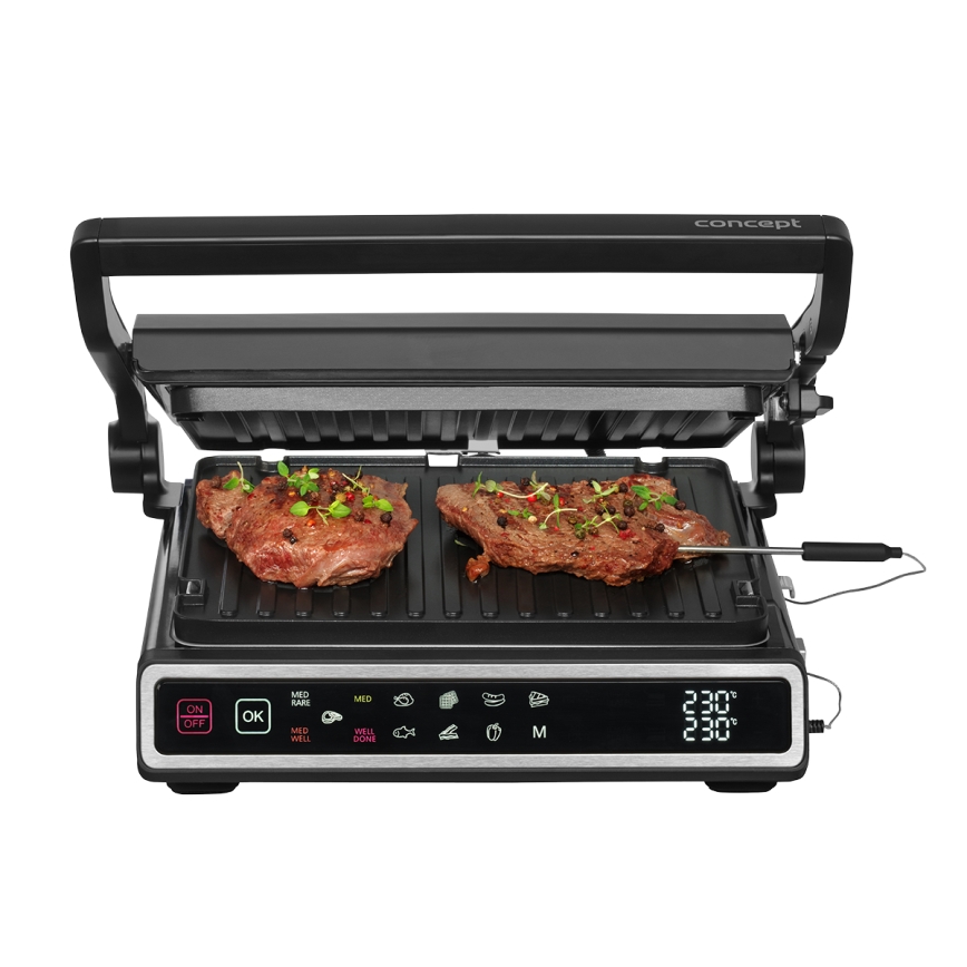 Concept ge3550 - Grill elektryczny z sondą temperatury 2000W/230V czarny