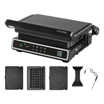 Concept ge3550 - Grill kontaktowy z sondą temperatury 2000W/230V czarny
