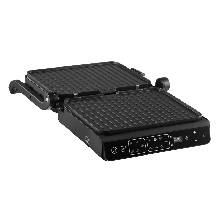 Concept ge3600 - Grill kontaktowy z sondą temperatury GLASS 2000W/230V czarny