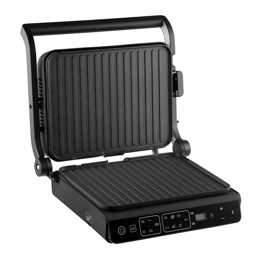Concept ge3600 - Grill kontaktowy z sondą temperatury GLASS 2000W/230V czarny