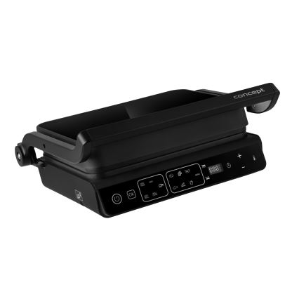 Concept ge3600 - Grill kontaktowy z sondą temperatury GLASS 2000W/230V czarny