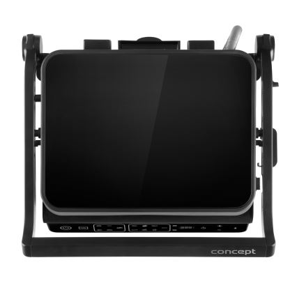 Concept ge3600 - Grill kontaktowy z sondą temperatury GLASS 2000W/230V czarny