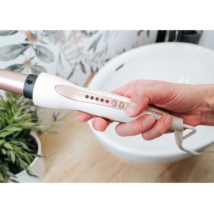 Concept KK2125 - Stożkowa lokówka do włosów GLAM STYLE 42W/230V biały/różowe złoto