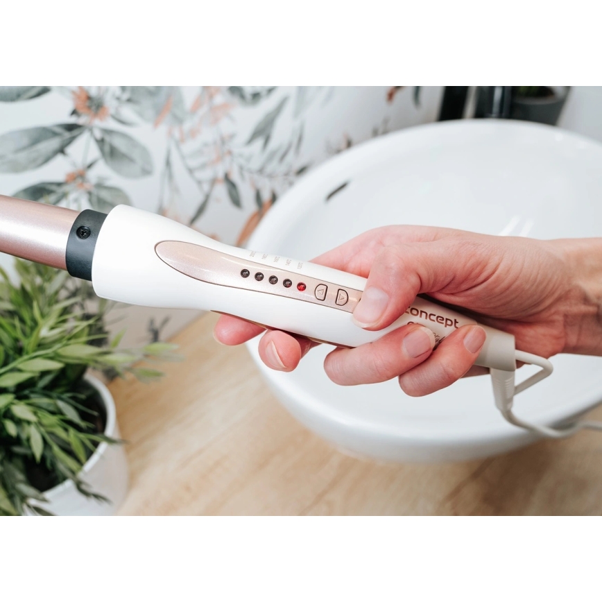 Concept KK2125 - Stożkowa lokówka do włosów GLAM STYLE 42W/230V biały/różowe złoto