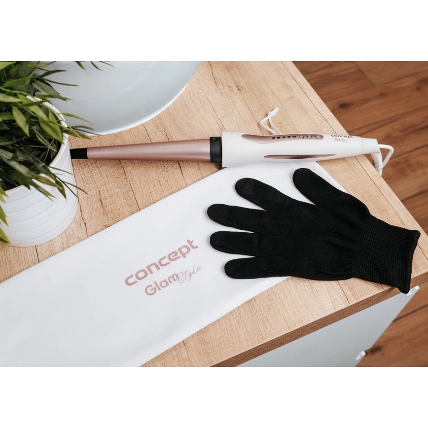 Concept KK2125 - Stożkowa lokówka do włosów GLAM STYLE 42W/230V biały/różowe złoto