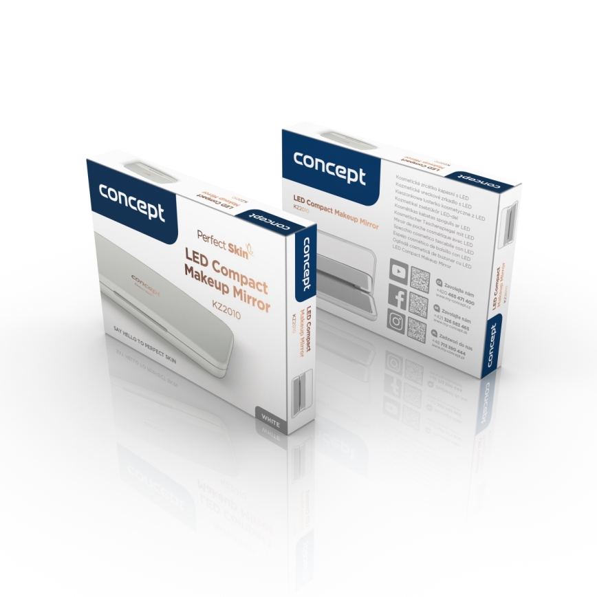 Concept KZ2010 - LED kieszonkowe lusterko kosmetyczne PERFECT SKIN LED/1,5W/5V 4500-5500K 300 mAh białe