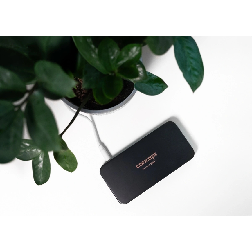 Concept KZ2020 - LED kieszonkowe lusterko kosmetyczne PERFECT SKIN LED/1,5W/5V 4500-5500K 300 mAh czarne