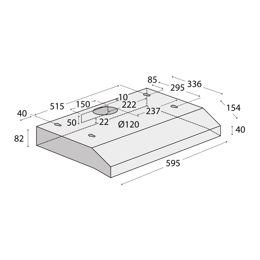 Concept OPP1260ss - Okap podszafkowy 59,5 cm stal nierdzewna