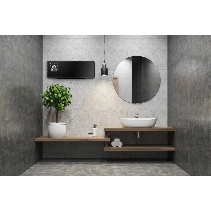 Concept QH4001 - Elektryczny grzejnik 1000/2000W IP22 czarny + pilot zdalnego sterowania