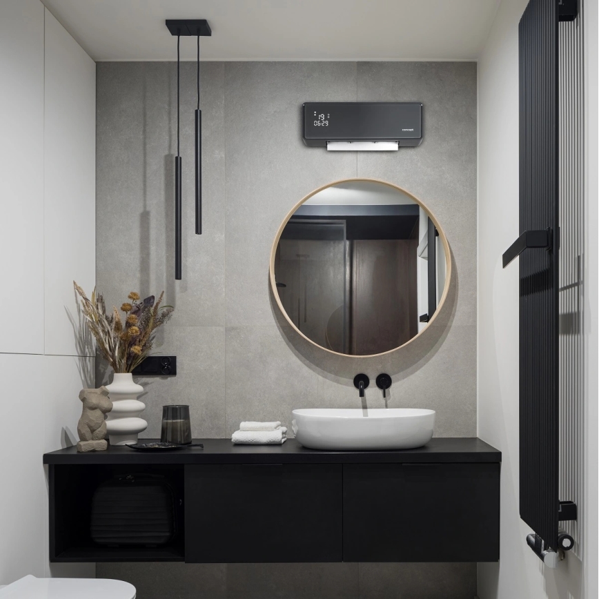 Concept QH4100 - Elektryczny grzejnik 1000/2000W Wi-Fi IP22 szary + zdalne sterowanie