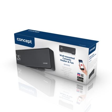 Concept QH4100 - Elektryczny grzejnik 1000/2000W Wi-Fi IP22 szary + zdalne sterowanie