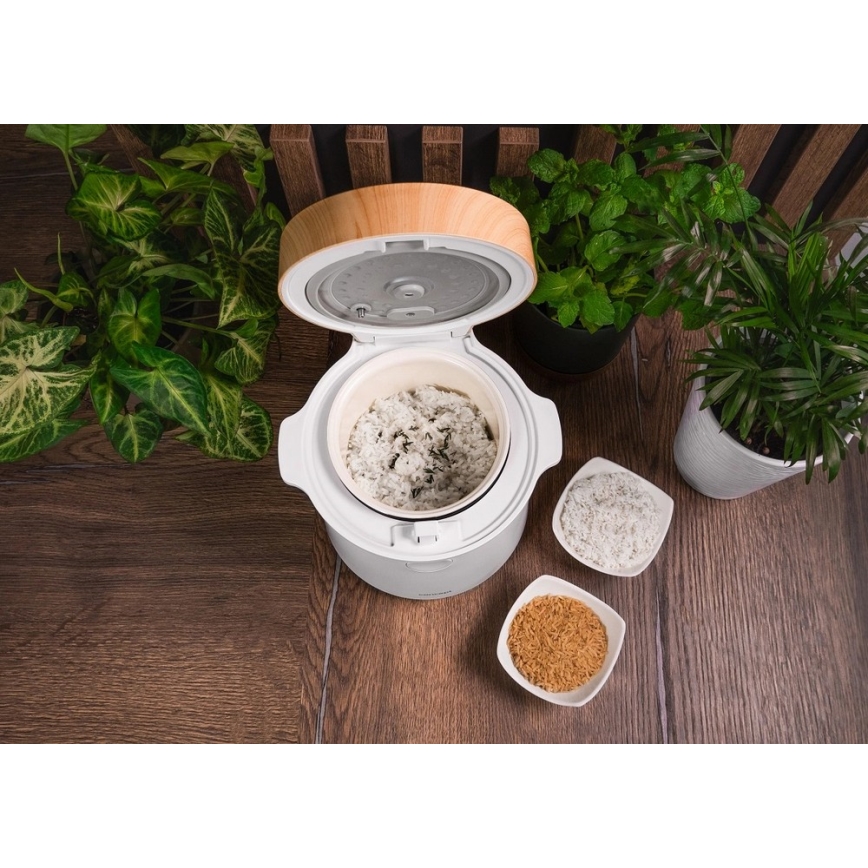 Concept RE3030 - Cyfrowy ryżowar 2 w 1 380W/230V 1,5 l biały/dekor drewna