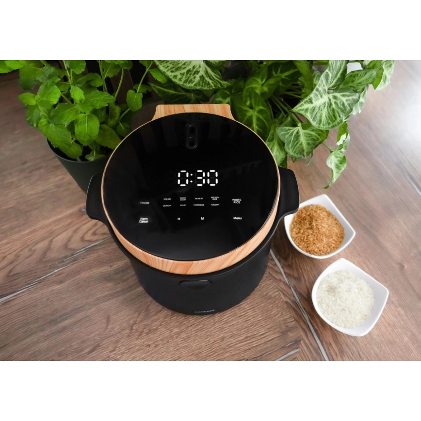 Concept RE4040 - Cyfrowy ryżowar 2 w 1 450W/230V 2 l czarny/dekor drewna