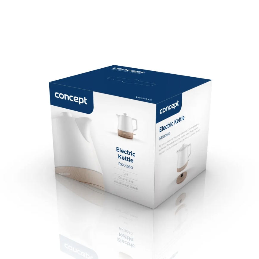 Concept RK0060 - Czajnik elektryczny 1 l 1000W/230V biały/ceramika