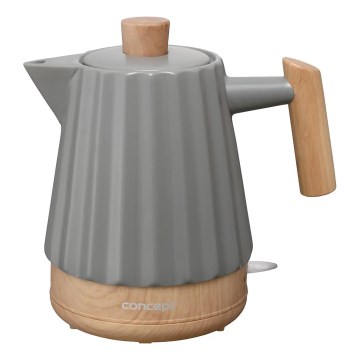 Concept RK0092 - Czajnik elektryczny 1,5 l 1500 W/230 V ciemnoszary/dekor drewna/ceramika