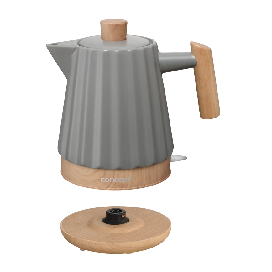 Concept RK0092 - Czajnik elektryczny 1,5 l 1500 W/230 V ciemnoszary/dekor drewna/ceramika