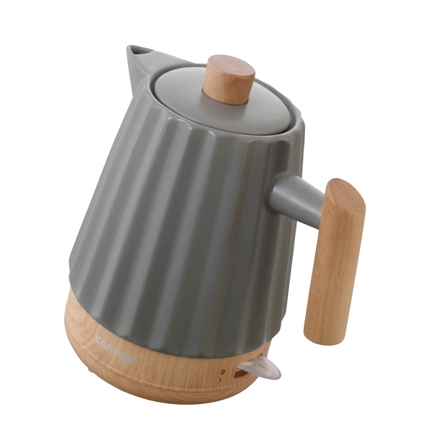 Concept RK0092 - Czajnik elektryczny 1,5 l 1500 W/230 V ciemnoszary/dekor drewna/ceramika