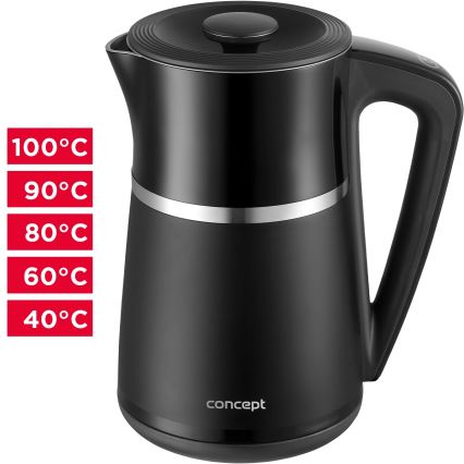 Concept RK3100 - Czajnik elektryczny z regulacją temperatury 1,7 l 2200W/230V czarny