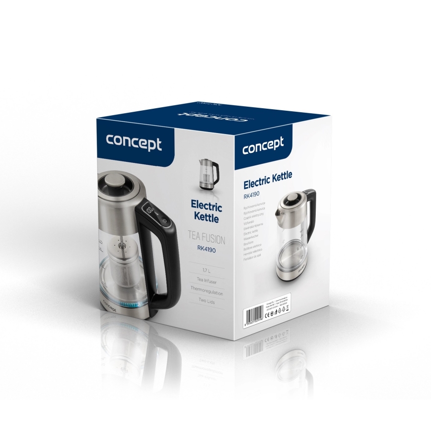 Concept RK4190 - Czajnik elektryczny z regulacją temperatury i filtrem 1,7 l 2200W/230V ze stali nierdzewnej