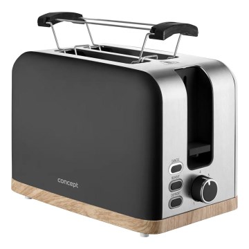 Concept TE2016 - Toster na 2 kromki z rusztem do podgrzewania 930W/230V czarny