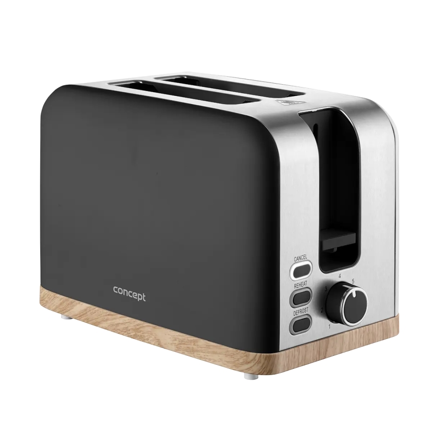 Concept TE2016 - Toster na 2 kromki z rusztem do podgrzewania 930W/230V czarny