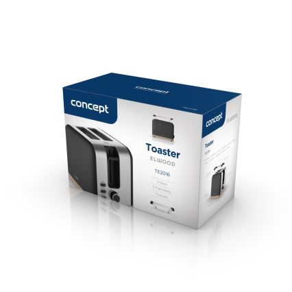Concept TE2016 - Toster na 2 kromki z rusztem do podgrzewania 930W/230V czarny