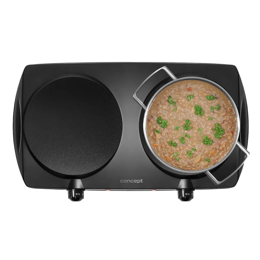Concept VE3060 - Kuchenka dwupalnikowa 2500W/230V czarna