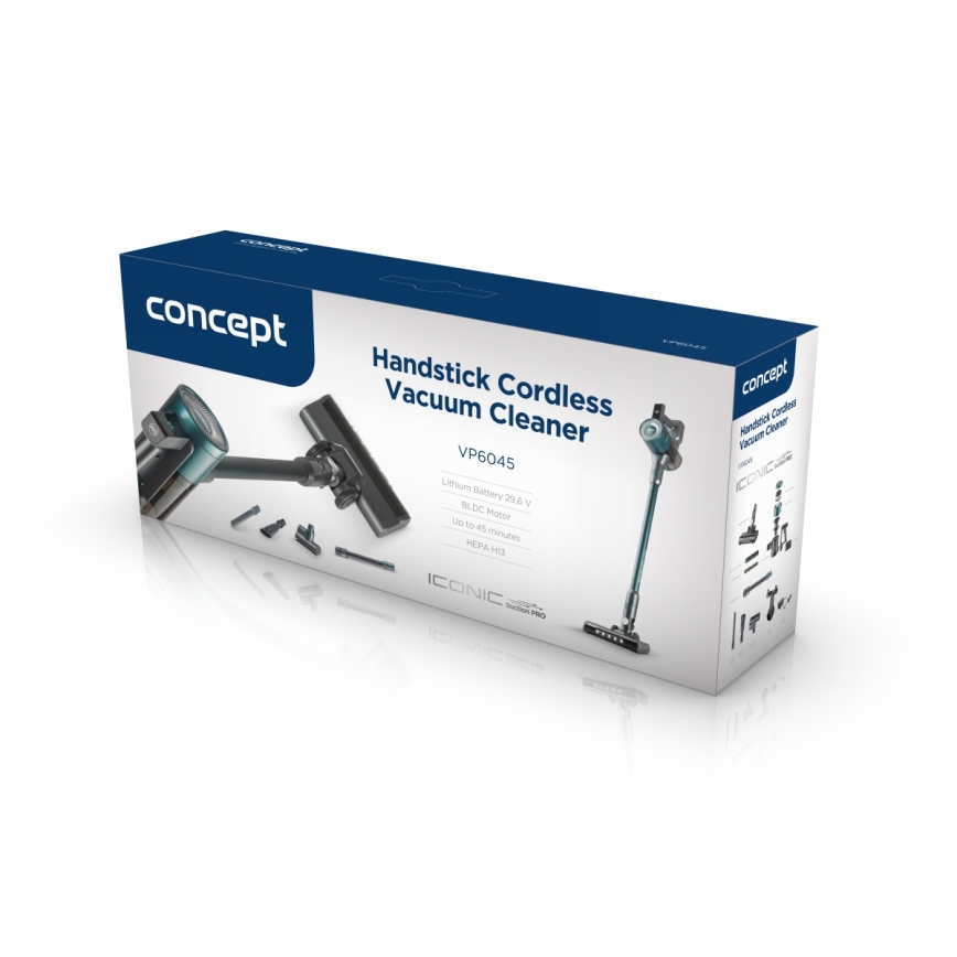 Concept VP6045 - Odkurzacz pionowy i ręczny 2 w 1 ICONIC SUCTION PRO 450W/29,6V 2500 mAh niebieski