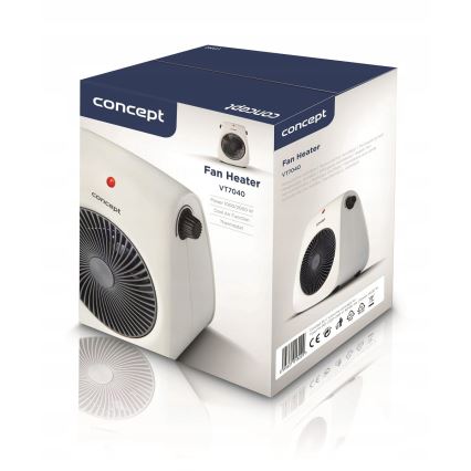 Concept vt7040 - Wentylator z elementem grzewczym 1000/2000W/230V biały