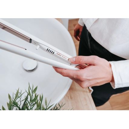 Concept VZ2110 - Prostownica do włosów GLAM STYLE 48W/230V biała/różowe złoto