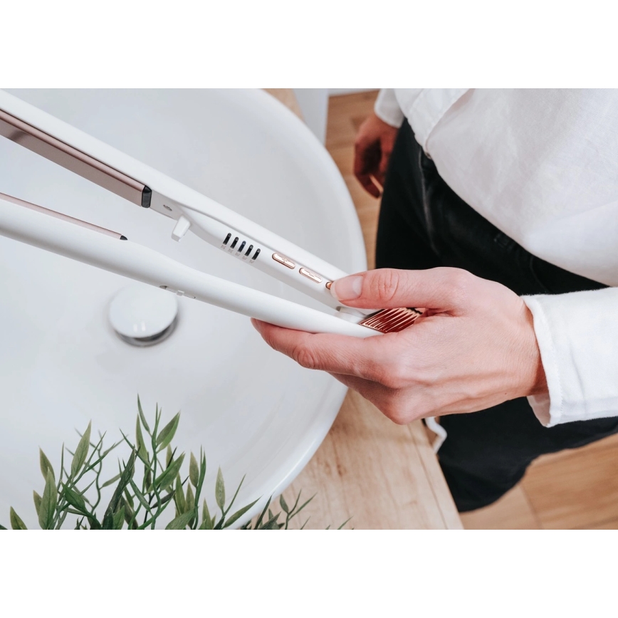 Concept VZ2110 - Prostownica do włosów GLAM STYLE 48W/230V biała/różowe złoto