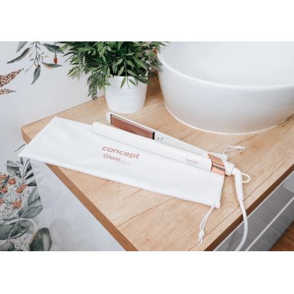 Concept VZ2110 - Prostownica do włosów GLAM STYLE 48W/230V biała/różowe złoto