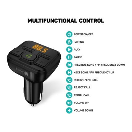CONNECT IT CCC-8600-BK - Nadajnik samochodowy FM z funkcją bezdotykową czarny